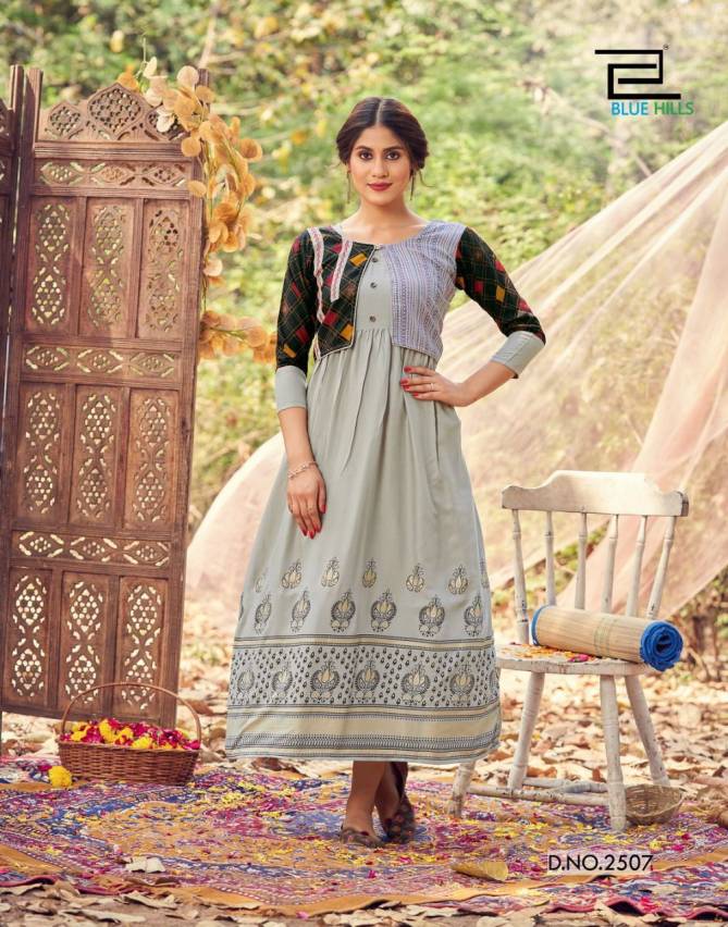 Blue Hills Trend 25 New Exclusive Wear Rayon Printed Kurti With Koti Collection
